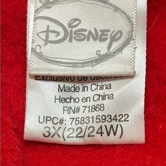 DISNEY MICKEY MOUSE FULL ZIP UP HOODIE SIZE 3X (22-24W) SOLID RED GREY LETTERS - Picture 8 of 11